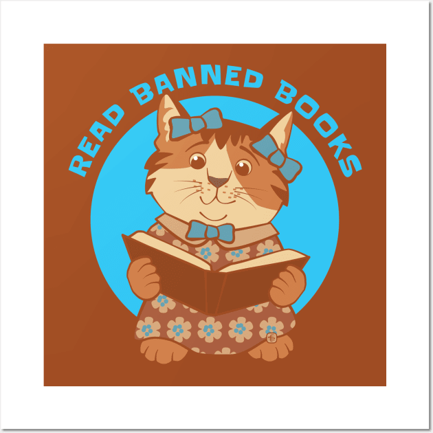 Read Banned Books Kitten Wall Art by Sue Cervenka